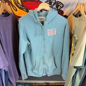 Mollusk Surf Shop Mens Zip Up Hoodie Medium Teal Blue Made in California Surf